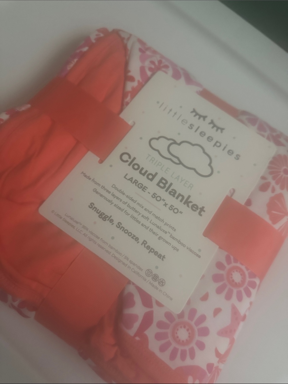 Little Sleepies Coral & White Cloud Blanket